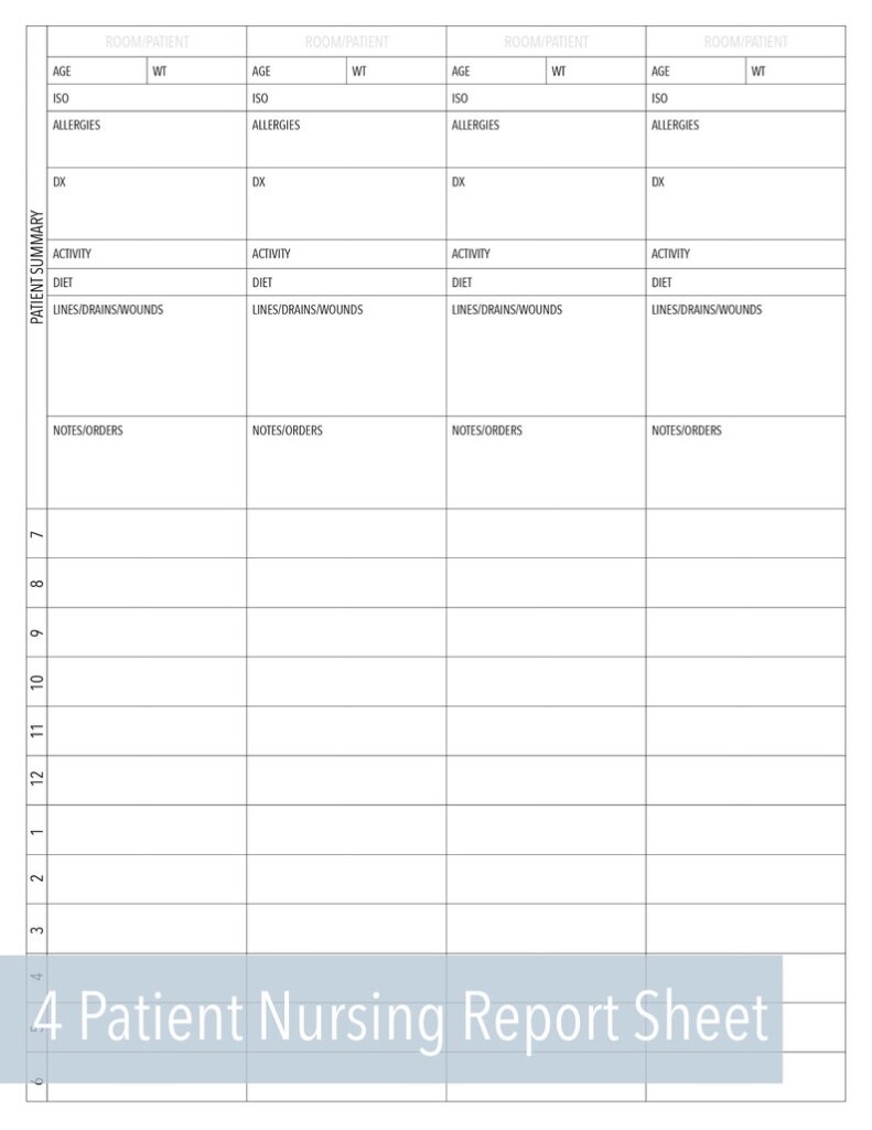 Printable Nurse Report Sheet