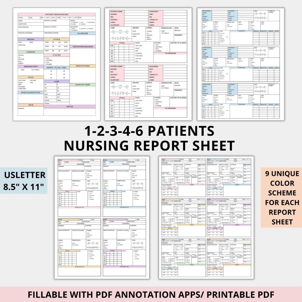 Printable Nursing Report Sheet Multiple Patients Farm1 fieldagent