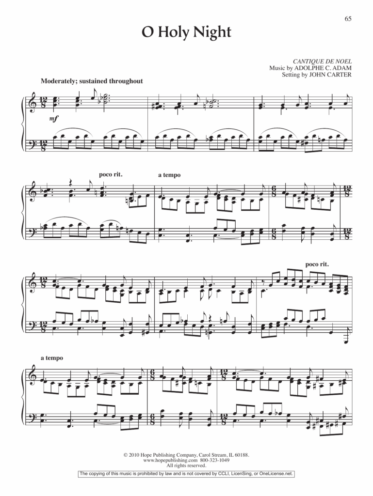 Printable O Holy Night Piano Sheet Music