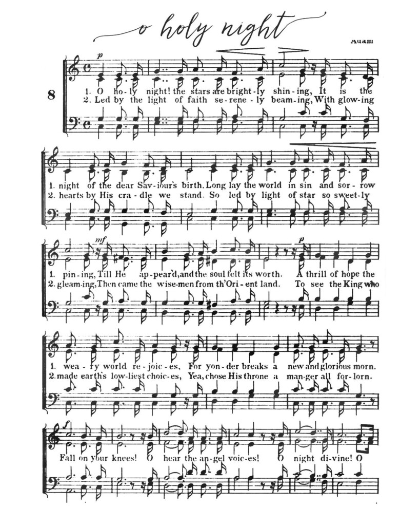 Printable O Holy Night Sheet Music Printable New Year Banners