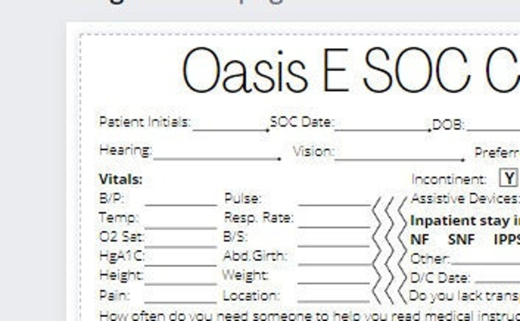Printable Oasis Assessment Cheat Sheet Printable Free Templates