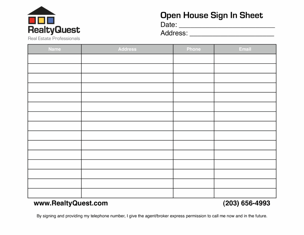 Printable Open House Sign In Sheet Template Printable Templates Printable Open House Sign In Sheet Template Printable Templates