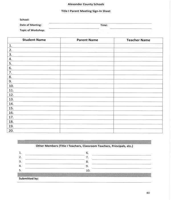 Printable Parent Sign In Sheet Riset