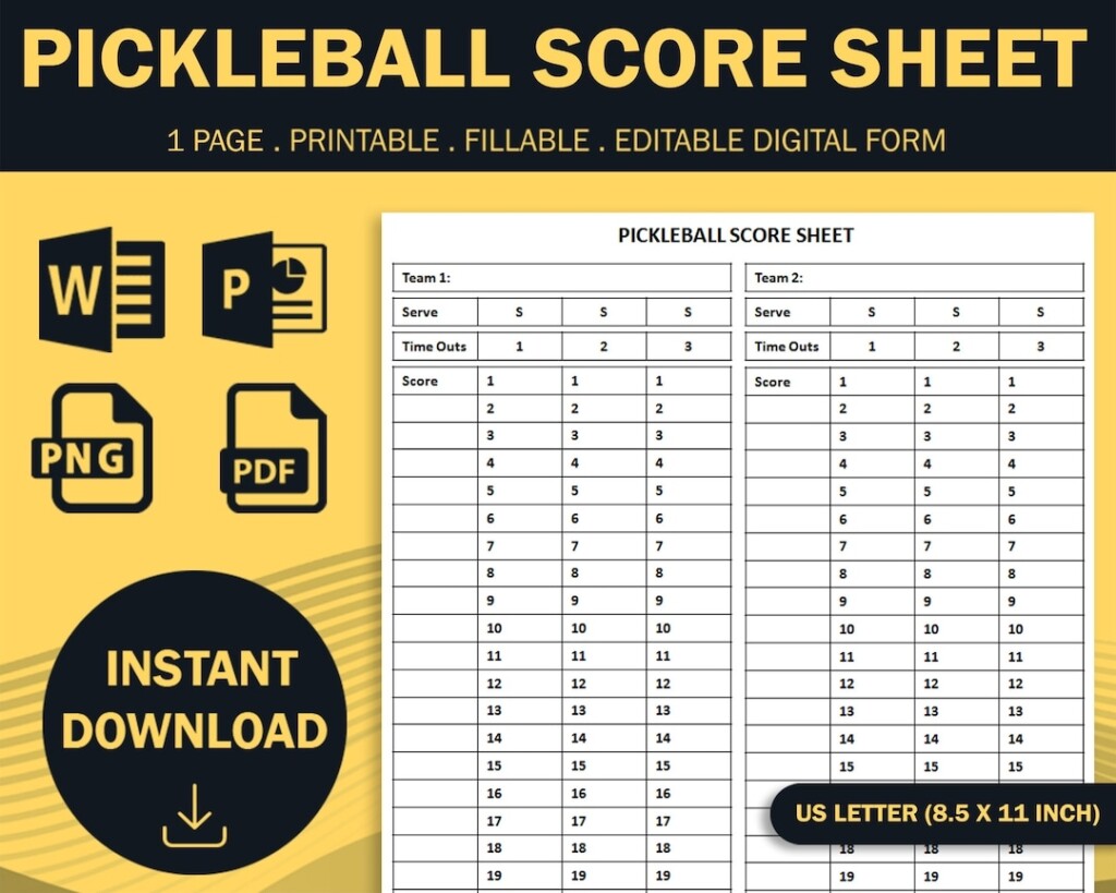 Printable Pickleball Score Sheet Pickleball Score Card Etsy