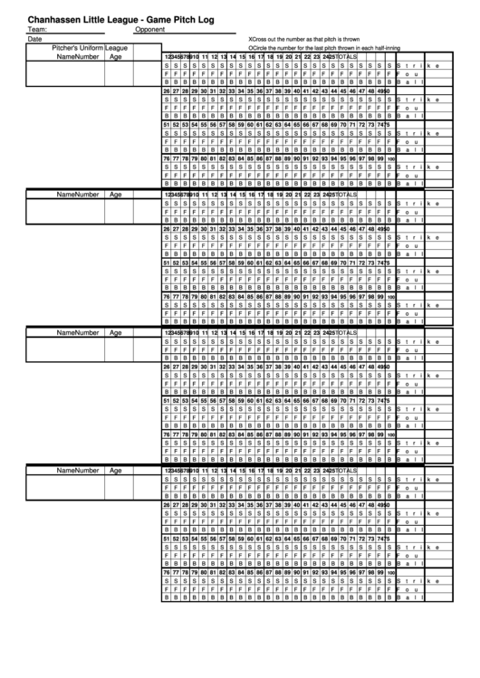 Printable Pitch Count Sheet