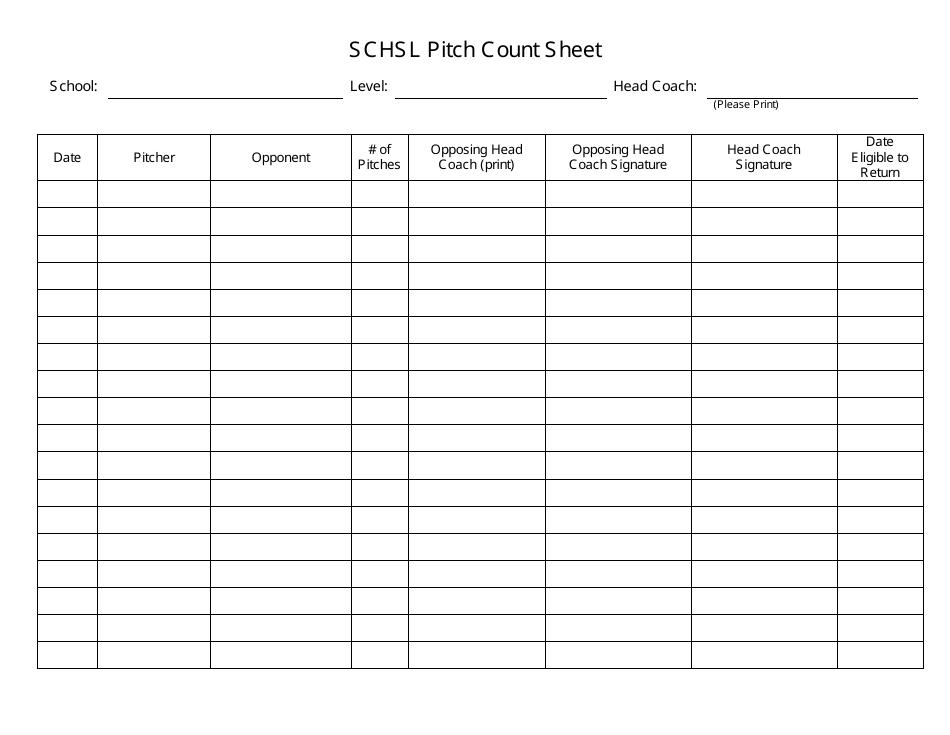 Printable Pitch Count Sheet Printable Word Searches