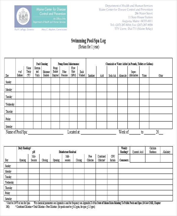 Printable Pool Log Sheet Printable Word Searches