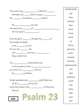 Printable Psalm 23 Activity Sheets Vrogue co