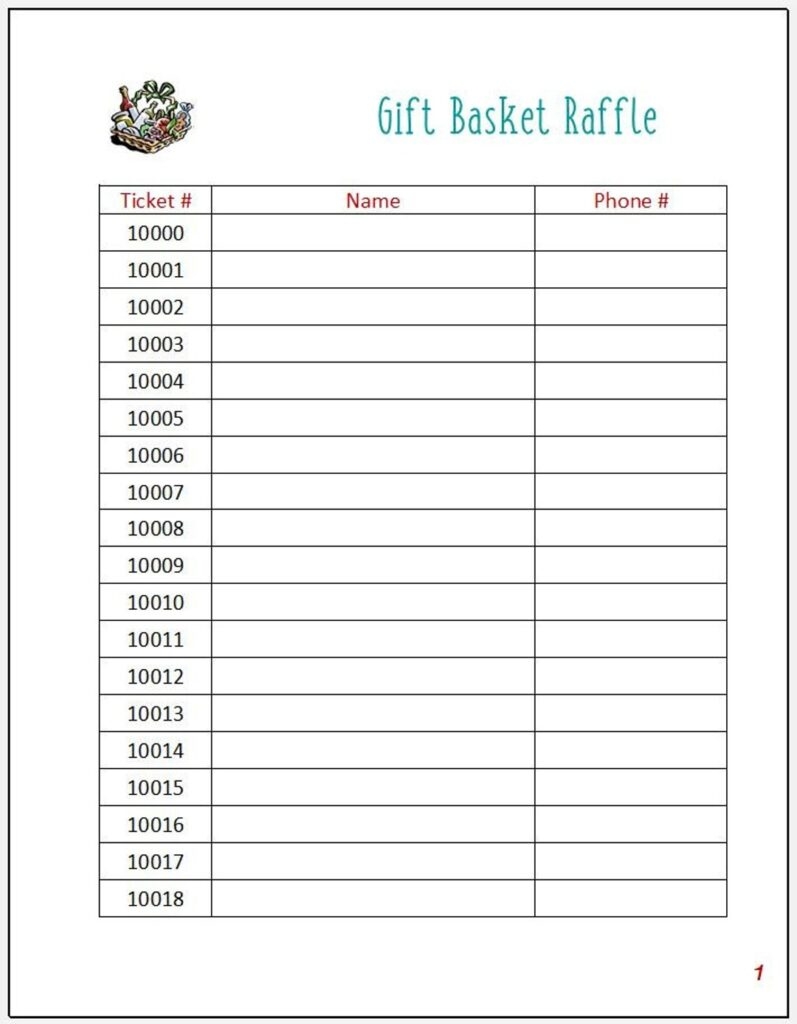 Printable Raffle Sheet Template 1 100 Fillable Form 2023