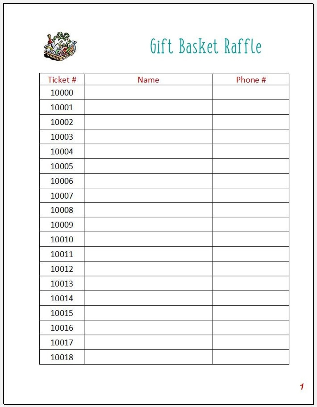 Printable Raffle Sheet Template 1 100 Fillable Form 2023