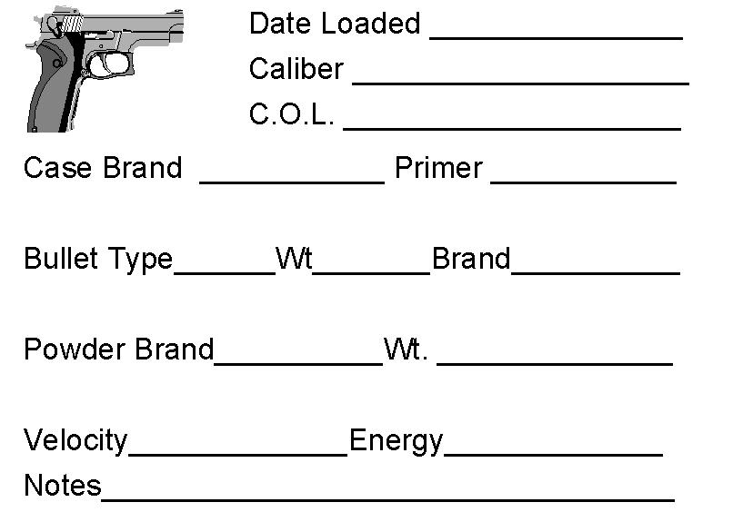 Printable Reloading Data Sheet Pdf