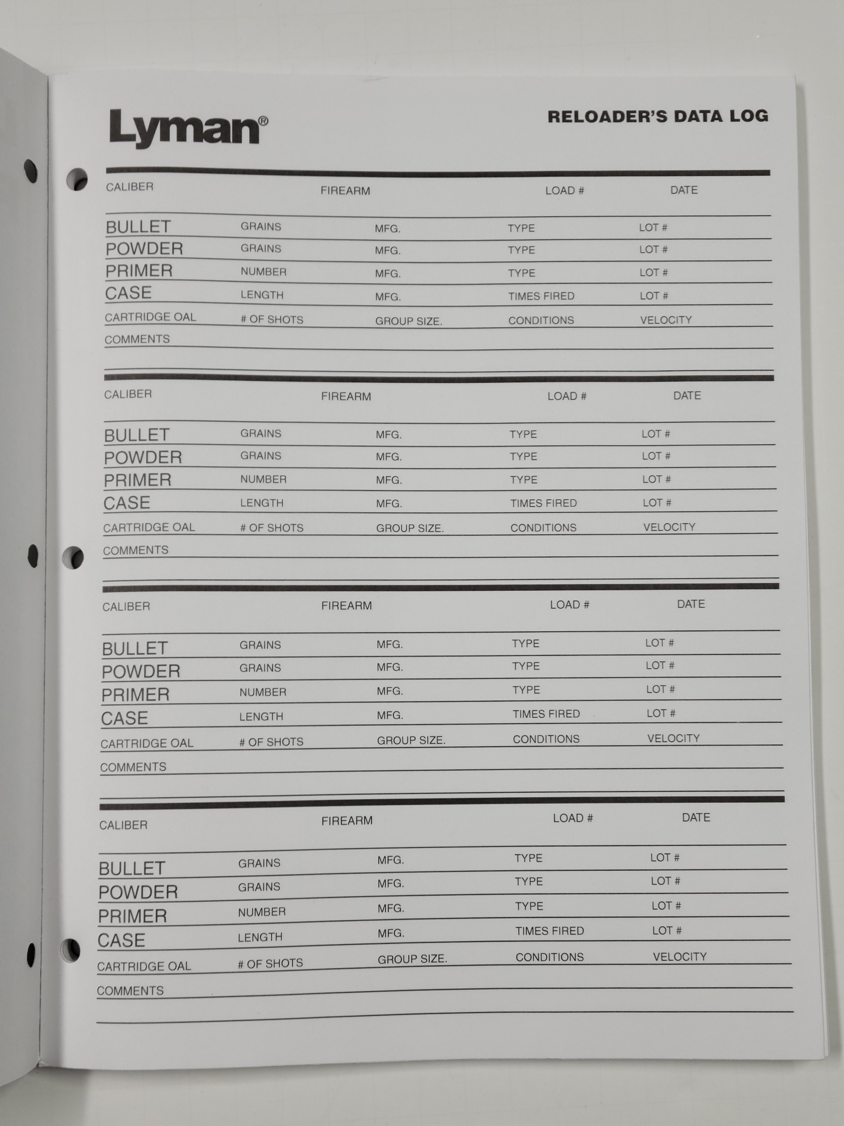 Printable Reloading Data Sheet Pdf Printable Free Templates