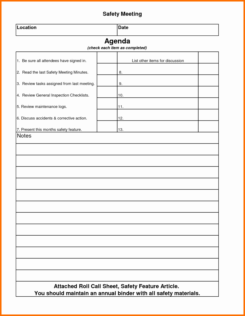 Printable Safety Meeting Sign In Sheet The Best Porn Website