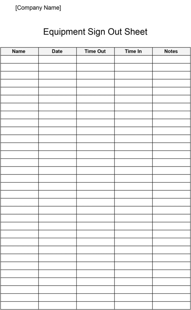 Printable Sign Out Sheet Printable Free Templates