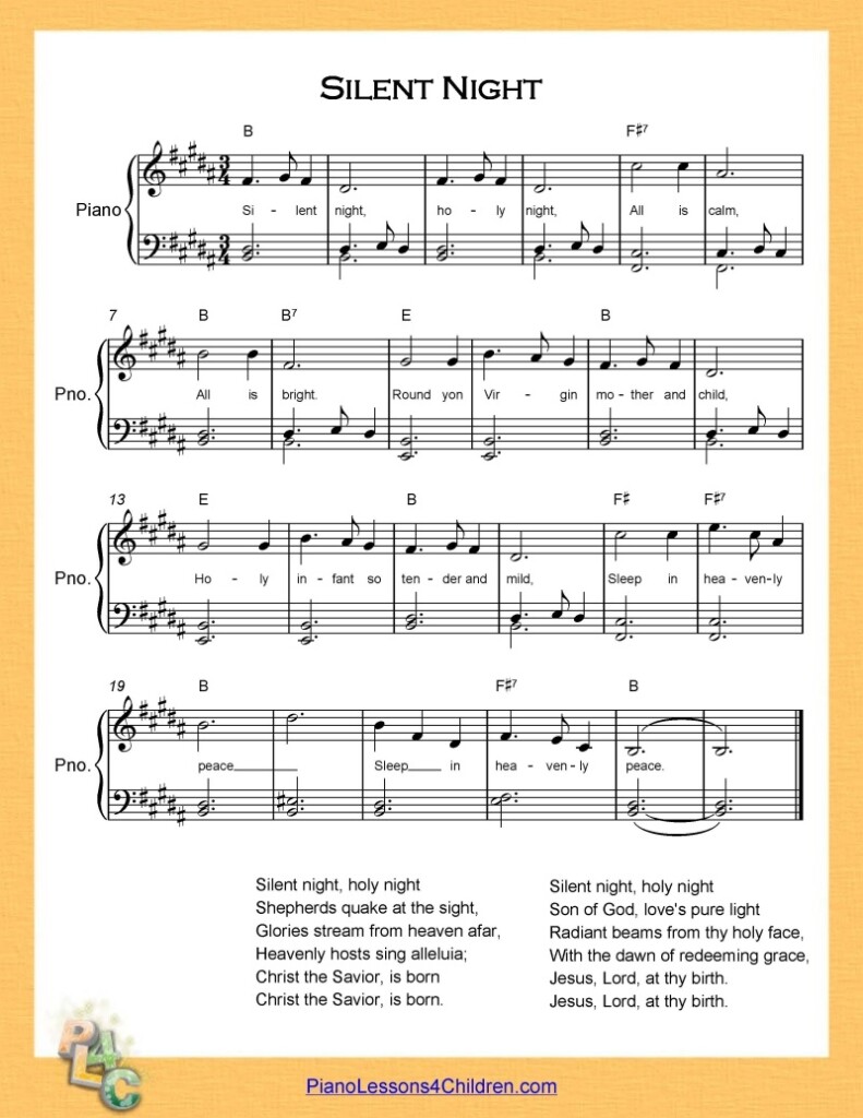 Printable Silent Night Piano Sheet Music