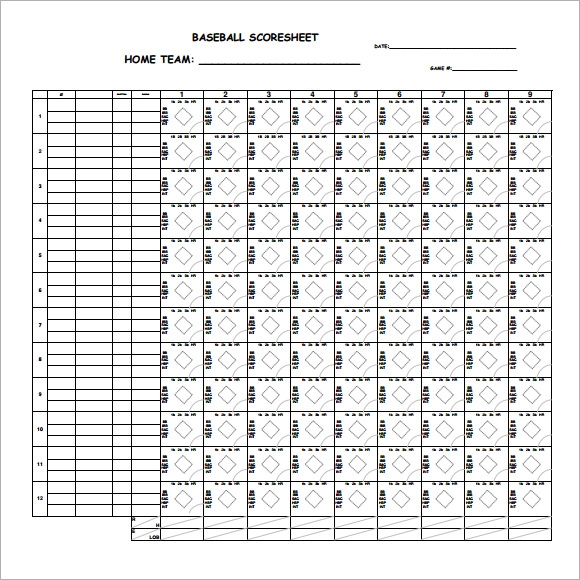 Printable Simple Baseball Score Sheet
