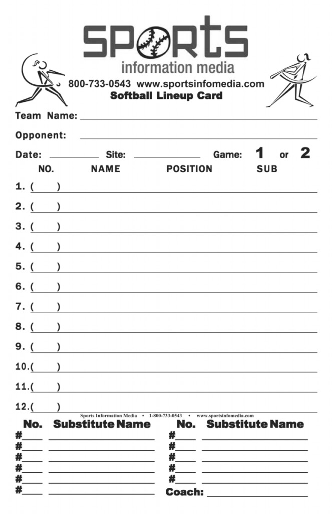 Printable Softball Lineup And Position Sheets