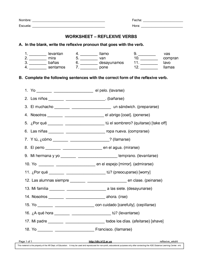 Printable Spanish Worksheets Printable Worksheets