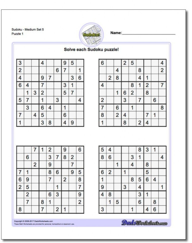 Printable Sudoku 4 Per Page Blank Printable Sudoku Free Sudoku Printables