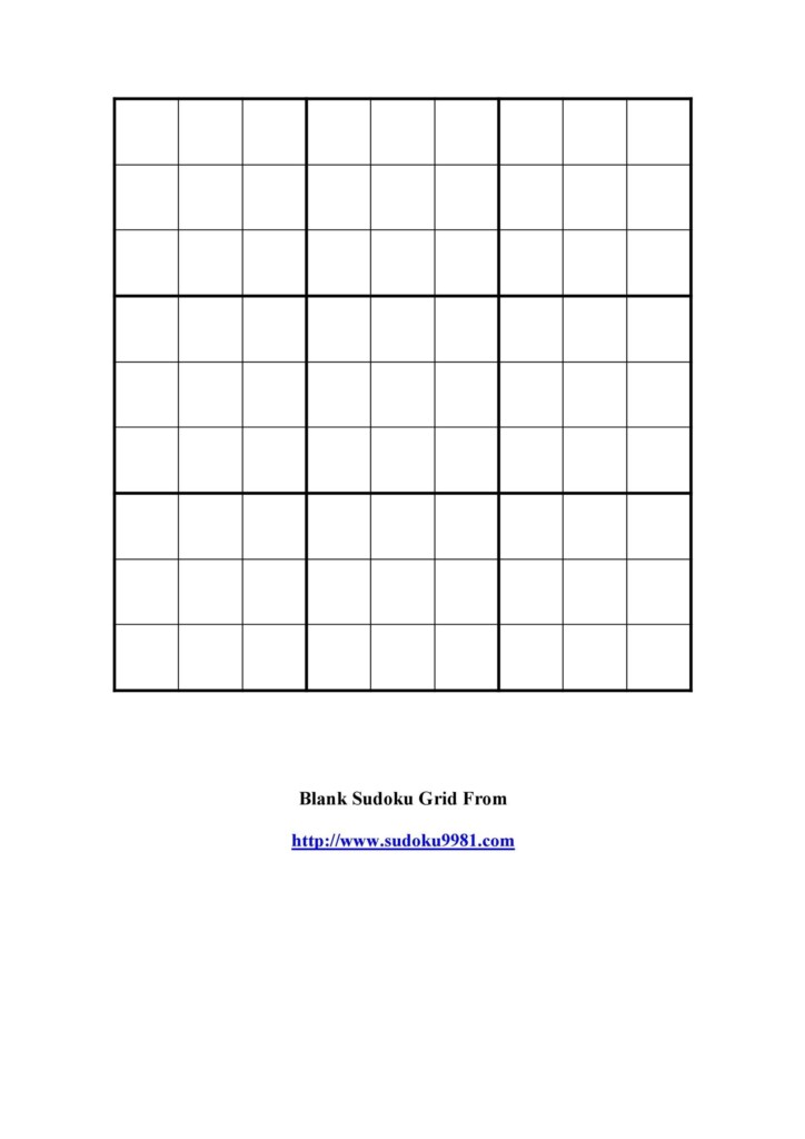 Printable Sudoku Blank Form Printable Forms Free Online