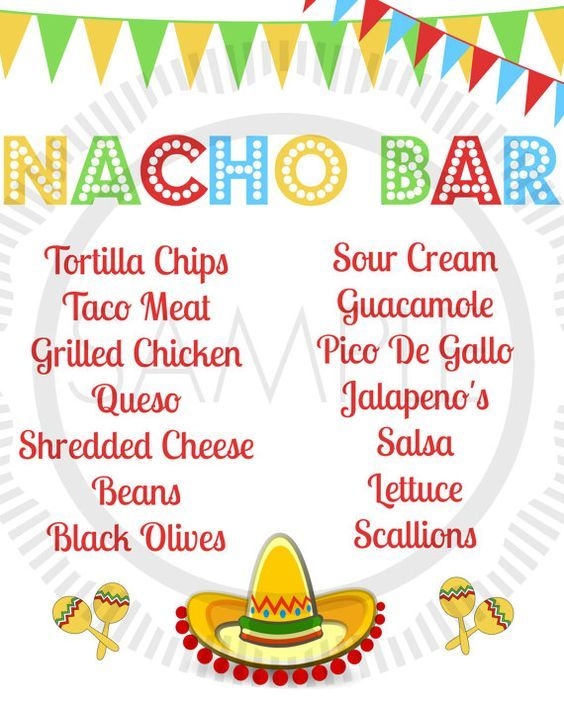 Printable Taco Bar Potluck Sign Up Sheet