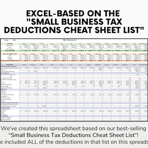 Printable Tax Deduction Cheat Sheet