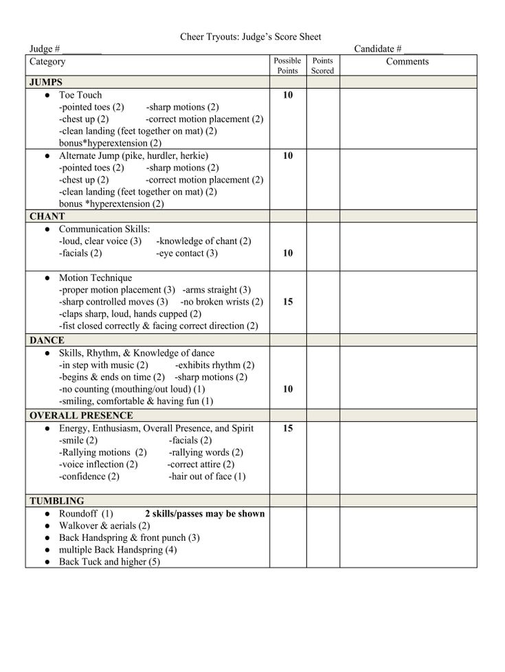 Printable Template Cheer 8 Count Sheets Owen Leggett