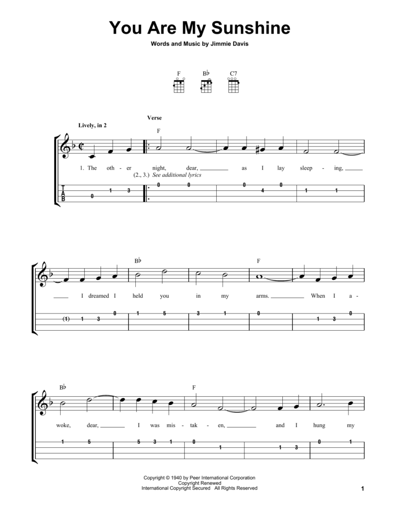 Printable Ukulele Chord Sheet