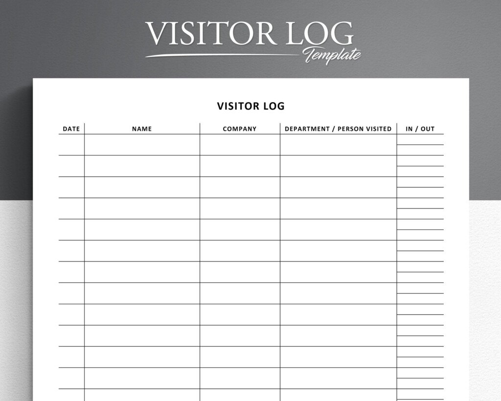 Printable Visitor Log Visitor Sign In Sign Out Sheet Visitor 