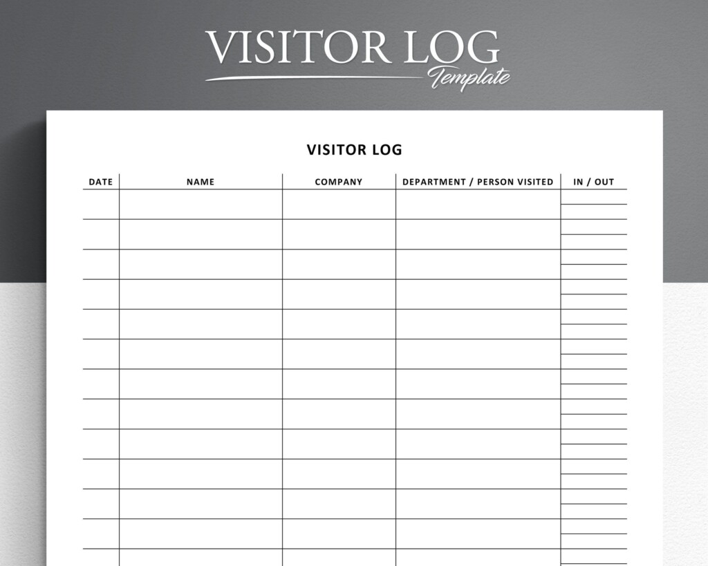 Printable Visitor Log Visitor Sign In Sign Out Sheet Visitor 