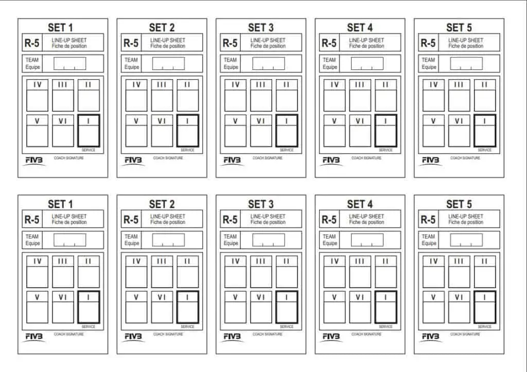 Printable Volleyball Lineup Sheet