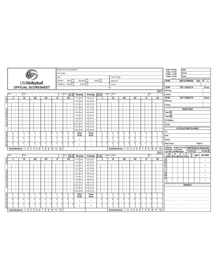 Printable Volleyball Score Sheets Printable New Year Banners