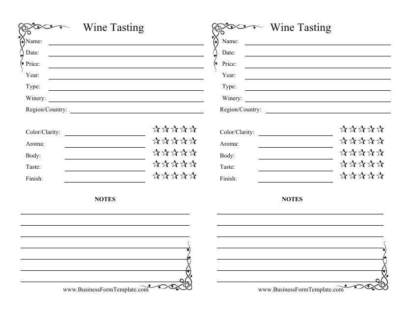 Printable Wine Tasting Sheet Pdf Printable Word Searches
