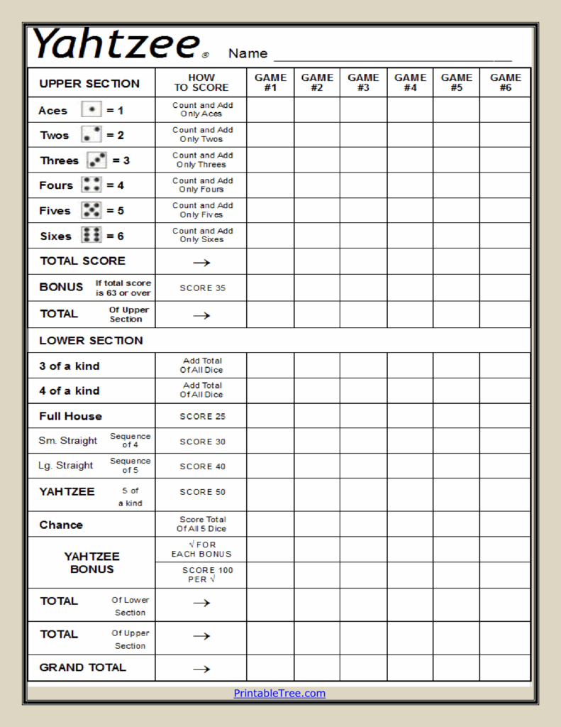 Printable Yardzee Yahtzee Laminated Score Sheet Scorecards 46 OFF