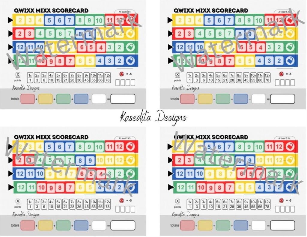 Qwixx Printable Scoresheets Qwixx Scorecard Qwixx Mixx Scorecard Qwixx 