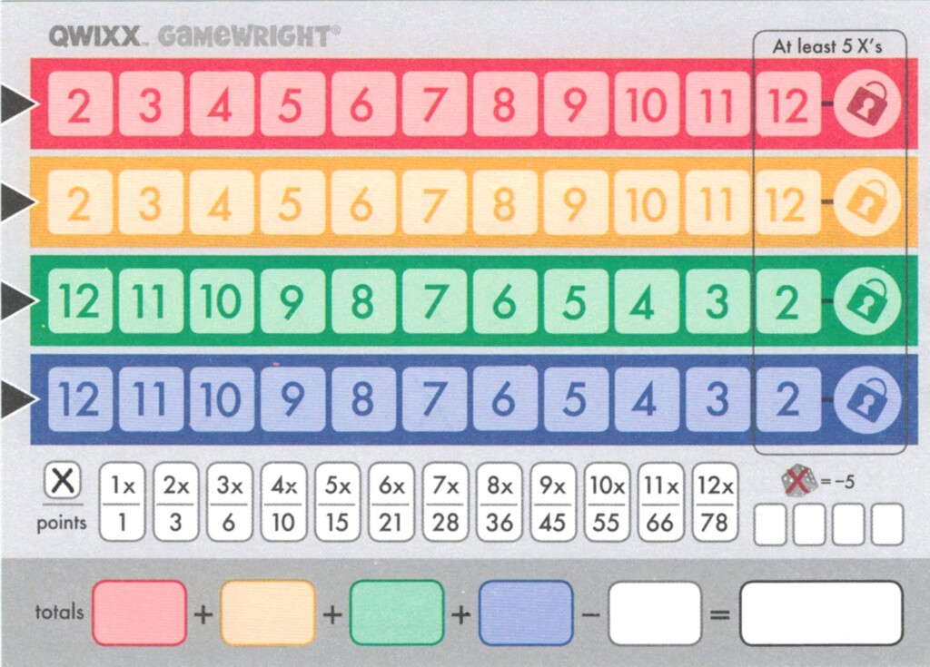 Qwixx Score Sheets Printable Printable Calendar