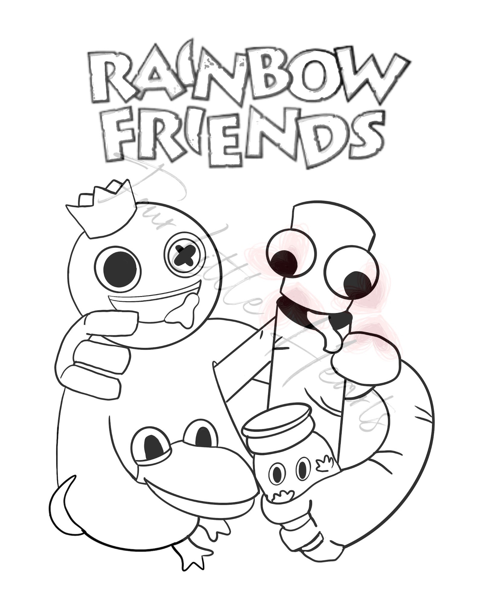 Rainbow Friends Colouring Sheets Printable
