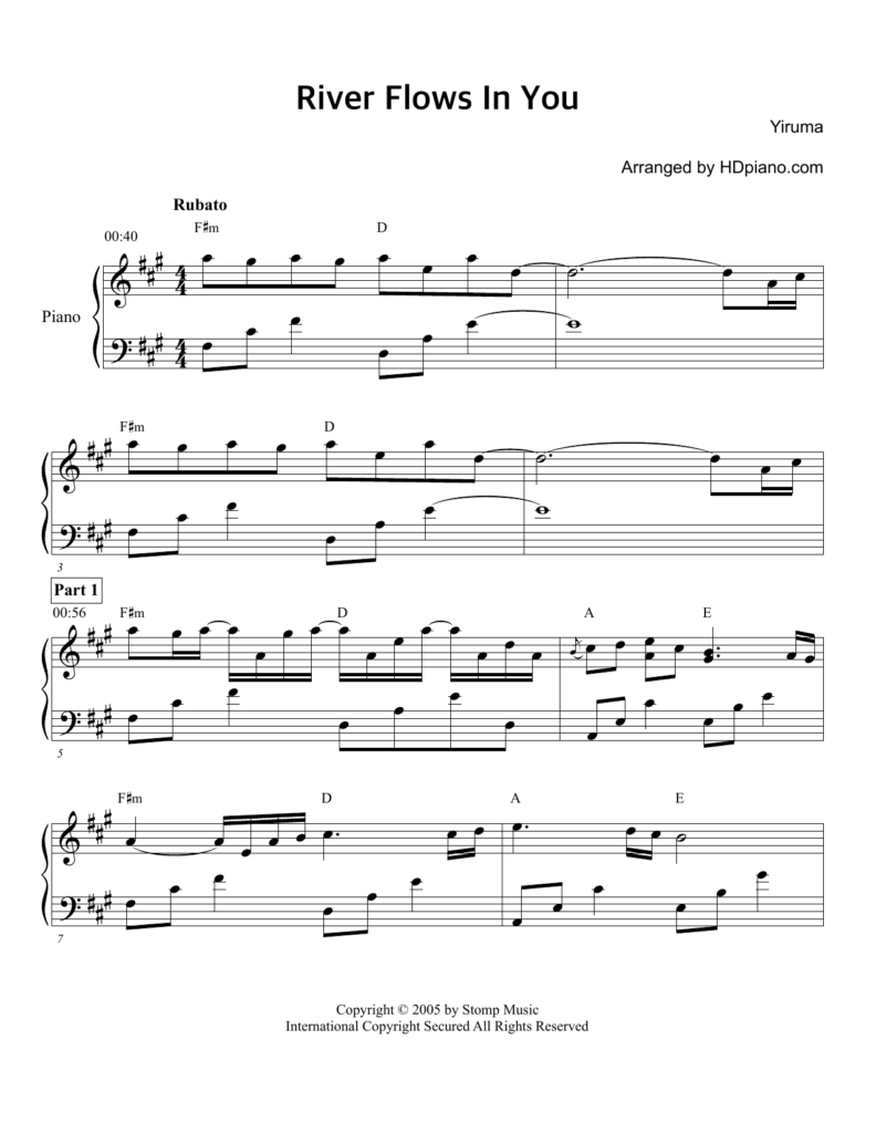 River Flows In You Sheet Music Piano Free Printable Free Templates 