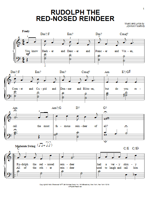 Rudolph The Red Nosed Reindeer Sheet Music Direct
