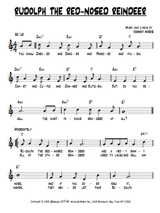 Rudolph The Red Nosed Reindeer Sheet Music Direct