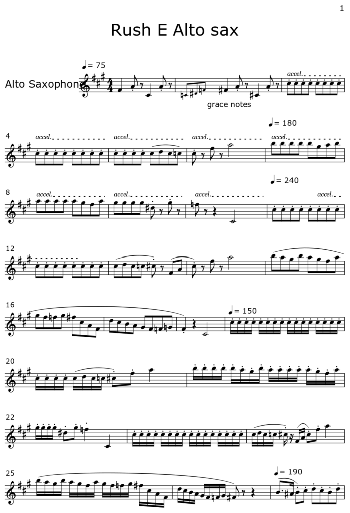 Rush E Alto Sax Sheet Music Hot Sex Picture