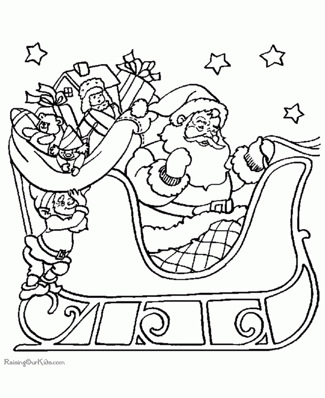 Santa And Sleigh Coloring Sheets