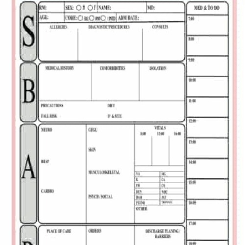 SBAR Nursing Report Nurse Brain Sheet Medsurg Report Sheet 54 OFF