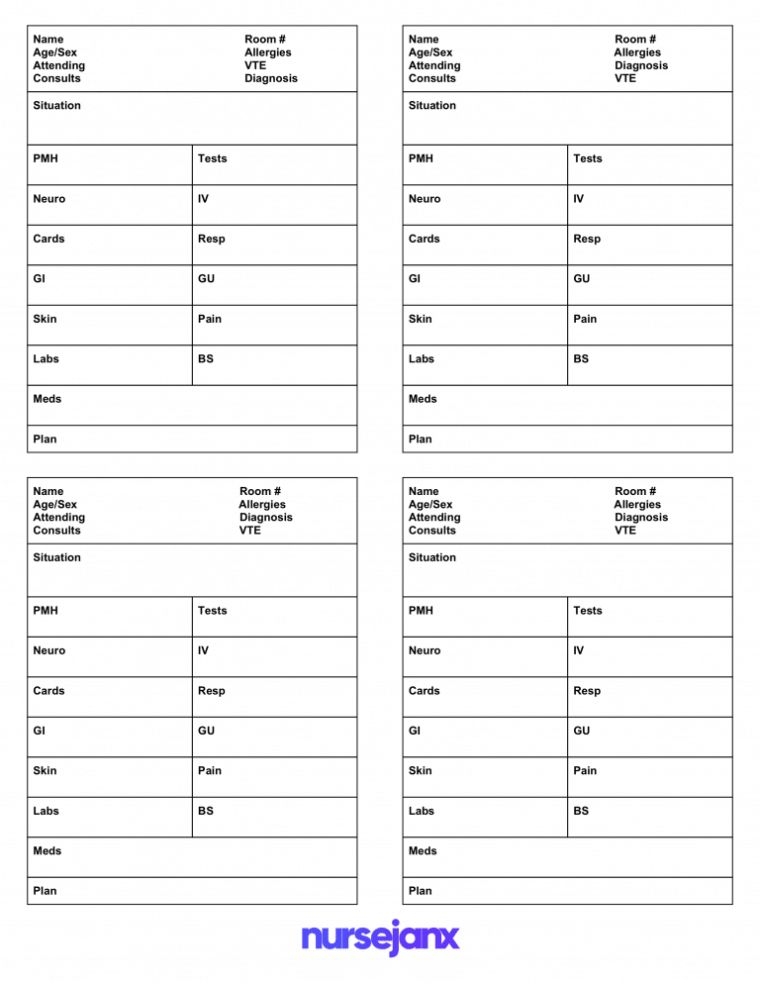 Sbar Report Sheet Printable Sbar Template Nursing Handover Printable 