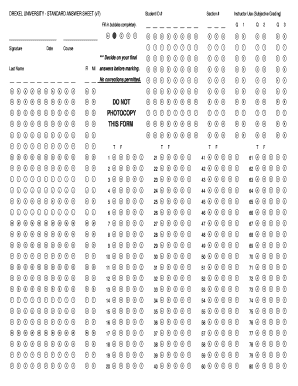 Scantron Sheets Printable Free