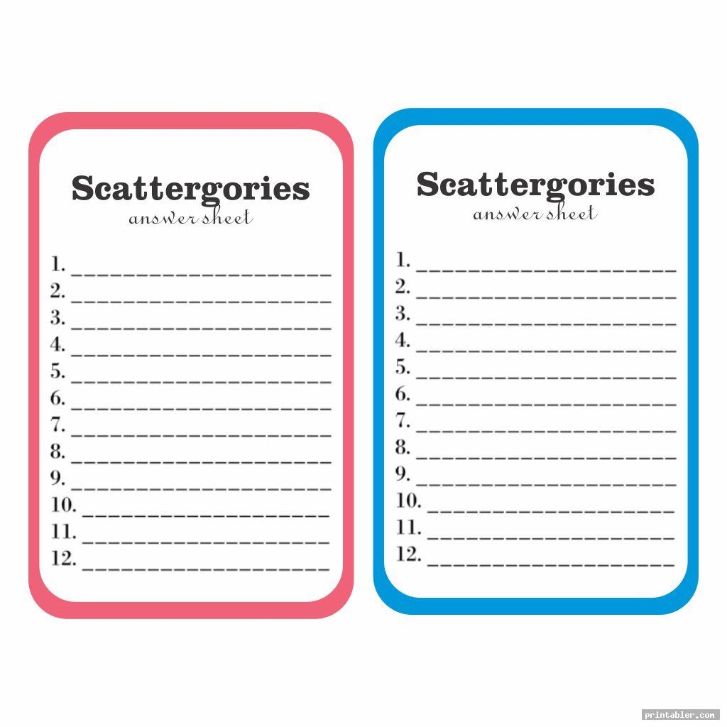 Scattergories Answer Sheets Printable Gridgit