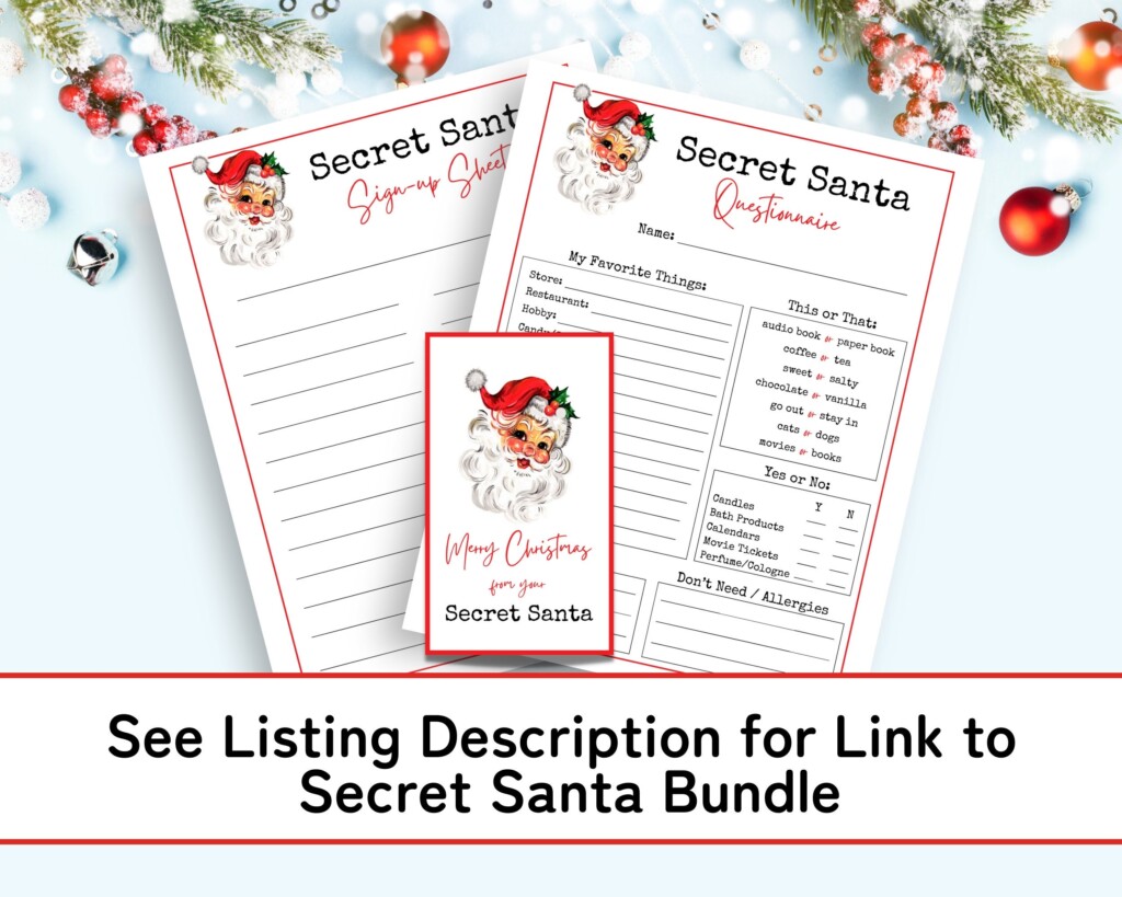 Secret Santa Sign Up Sheet Printable Secret Santa Gift Exchange 
