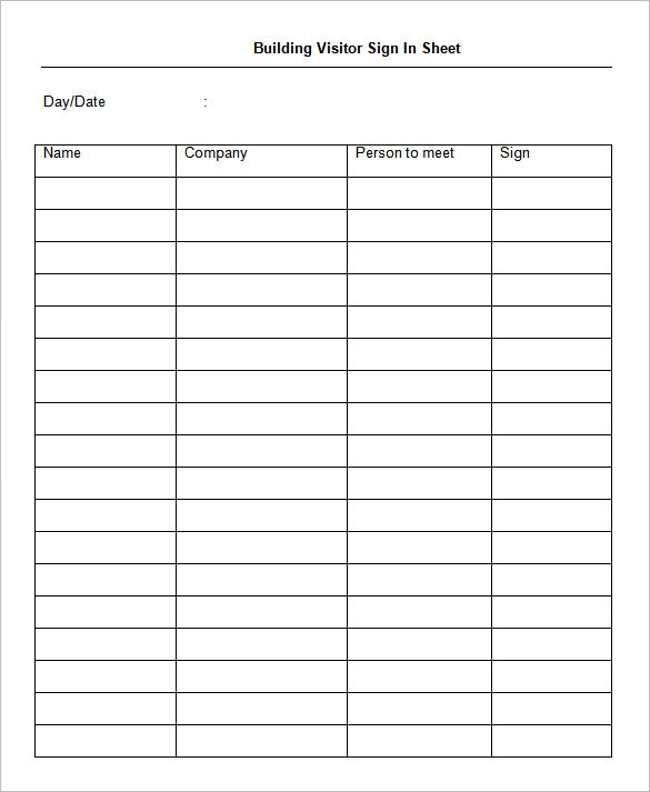 Sign In Sheet Printable Pdf Free