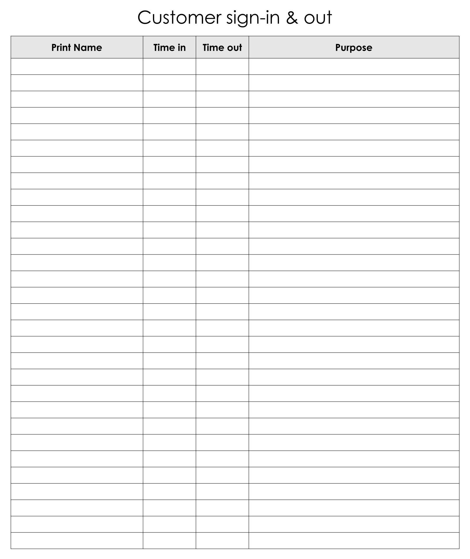 Sign Out Sheet Template 10 Free PDF Printables Printablee
