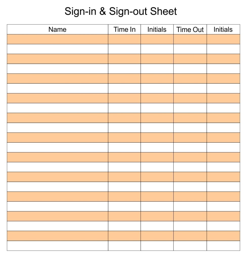 Sign Out Sheet Template 10 Free PDF Printables Printablee